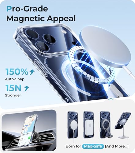 Clear Magnetic Case for iPhone 17 Pro Phone Cases with Camera Control, Anti-Yellowing Crystal Clear for Apple17 case Compatible MagSafe, Shockproof Protection for iPhone 17 Pro Cases Transparent - size: iPhone 17 Pro 6.3"