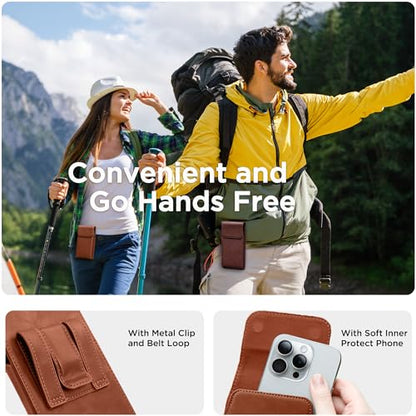 Holster for iPhone 17 Pro Max 16 Pro Max 15 Pro Max 14 Pro Max 13 Pro Max Air 16 Plus 15 Plus 14 Plus, Premium Leather Pouch with Belt Clip Phone Holster Belt Case, Brown -L - color: Brown, size: Large