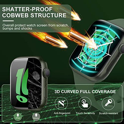 Compatible for Apple Watch Seires 9 8 7 Screen Protector 41mm, Tempered Glass 𝐇𝐢𝐝𝐞 𝐒𝐜𝐫𝐚𝐭𝐜𝐡𝐞𝐬 Full Coverage Bubble Free HD Film for iWatch Seires 9/8/7 41mm - 2 Pack - size: 41mm