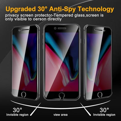 3 Pack Privacy Screen Protector for iPhone 8 Plus/7 Plus, Anti Spy Tempered Glass 9H Hardness, Black Protector Anti Spy, Bubble Free, Anti-Scratch - size: iPhone 8 Plus/7 Plus FK3