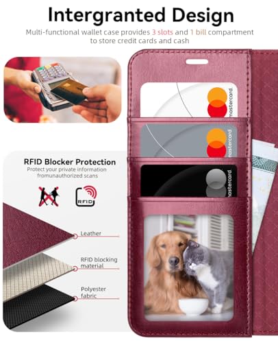OCASE Compatible with Galaxy S25 Wallet Case, PU Leather Flip Folio Case with Card Holders RFID Blocking Kickstand [Shockproof TPU Inner Shell] Protective Phone Cover 6.2 Inch 2025, Burgundy - color: Burgundy, size: Samsung Galaxy S25