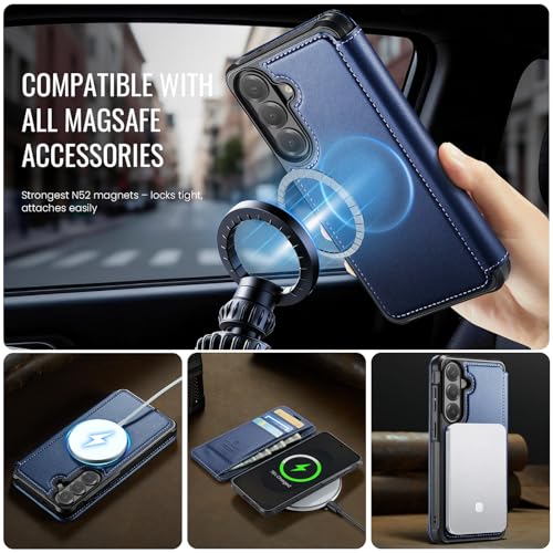 for Galaxy S25 Plus Slim Wallet Case Wireless Charging, Deep Blue - color: Deep Blue, size: Samsung Galaxy S25 Plus