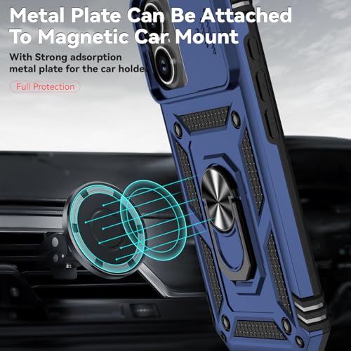 for iPhone 17 Case, with Slide Camera Cover HD Screen Protector [Military Grade 16ft. Drop Tested] Ring Holder Kickstand Protective Phone Case for Apple iPhone 17, Navy Blue - color: Navy Blue w/ Slide Camera 2nd gen. Military Grade
