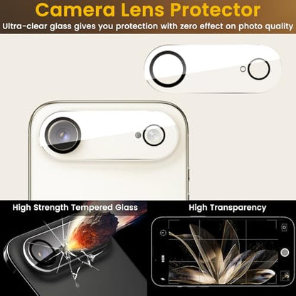 Romkasi 3 Pack Privacy Screen Protector for iPhone 17 Air 6.5 Inch with 3 Pack Camera Lens Protector, Anti Spy Tempered Glass Film, Anti-Scratch, Touch Sensitive, Case Friendly - color: iPhone 17 Air