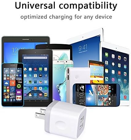Wall Charger,USB Brick 3Pack 2.1A/5V Dual Port USB Plug Charger Cube Power - color: White