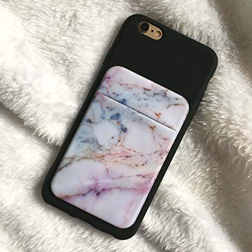 2Pack Marble Adhesive Phone Pocket,Cell Phone Stick On Card Wallet Sleeve,Credit Cards/ID Card Holder(Double Secure) with Self Sticker for Back of iPhone,Android and All Smartphones-Purple - color: Purple Marble