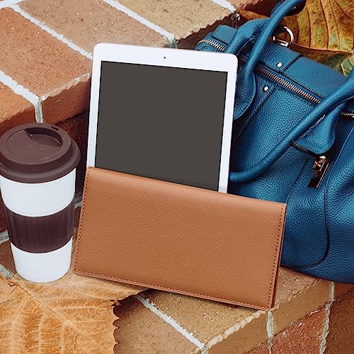 CoBak Checkbook Cover for Women & Men - PU Leather Case with RFID Blocking | Classic Design Check Book Holder for Personal and Business - color: Brown