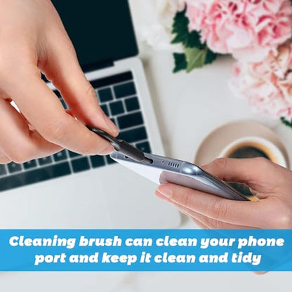 10pcs Dust Plug Cover, USB C Type C Dust Cover Anti Dust Plug Charging Port Protector Cap with Easy-Grip Tab Lanyard and Cleaning Brush Compatible with Most Mobile Phone Devices