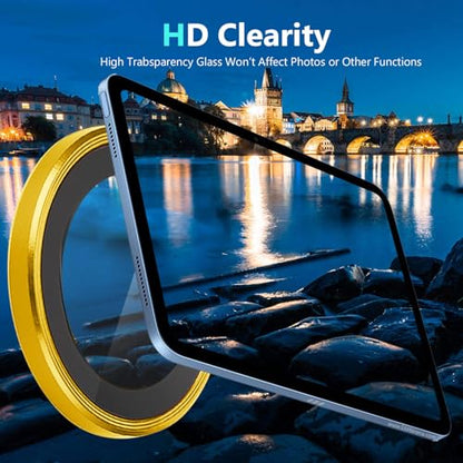 Zeking (2 Set for iPad 11 A16 2025 Camera Lens Protector, Scratch-Resistant HD Clarity Ultra-Thin 9H Tempered Glass with Aluminum Edging, Individual Metal Lens Cover(Gold) - color: Gold