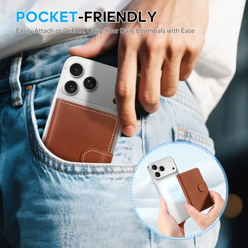 SHIELDON Genuine Leather for Magsafe Wallet, Retro Brown - color: Brown - Retro
