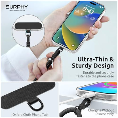 SURPHY Phone Lanyard Crossbody, Phone Strap Crossbody with 2 Tether Tabs - color: Black