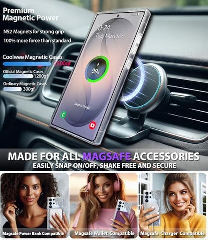 Magnetic for Samsung Galaxy S26 Ultra Case, Compatible with MagSafe, Cute for Women Girls, 10FT Military Grade Protective Cover for Galaxy S26 Ultra Case Glitter, Clear Bling Lace Mandala - size: 6.9 inch (for Galaxy S26 Ultra)