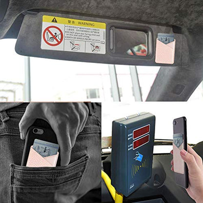 Cell Phone Wallet,Credit Card Holder for Back of Phone Pocket 3M Adhesive Sticker Card Pouch Sleeve for iPhone/Samsung Galaxy/Sony/Android and Most Smartphones (Pink+Grey) - color: Pink+Grey