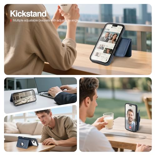 Antsturdy Compatible with MagSafe iPhone 17 Pro Max Wallet Case,Dark Blue - color: Dark Blue, size: iPhone 17 Pro Max - 6.9"