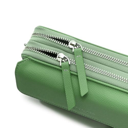 RFID Crossbody Wallet Wristlet Purse with Phone Pocket For Women Vegan Leather - color: Zb-saffiano-green