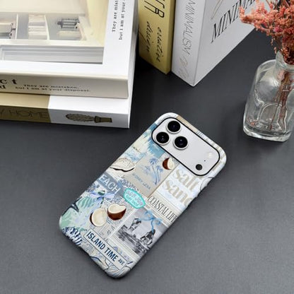 Case Compatible with iPhone 17 Pro Max,Fall Prevention Hybrid 2-Layer Hard Shell Phone Cover for Girls Boys,Beach Coast Collage - color: Beach Coast Collage, size: iPhone 17 Pro Max