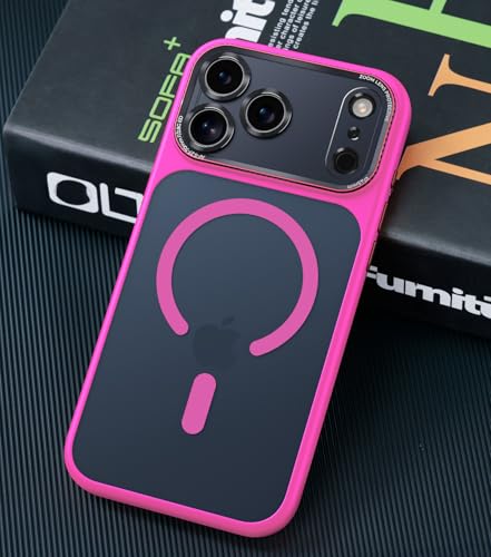 Magnetic for iPhone 17 Pro Max Case with Integrated Camera Protection, [Seamless Work with Magsafe] [Military Grade Shockproof] [Covered Camera Control Button] for iPhone 17 Pro Max 6.9'', Hot Pink - color: Hot Pink