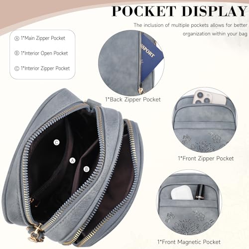 Small Crossbody Bags for Women, RFID Phone Purse with Card Slots, Triple Compartments Lightweight Shoulder Bag - color: 3-blue