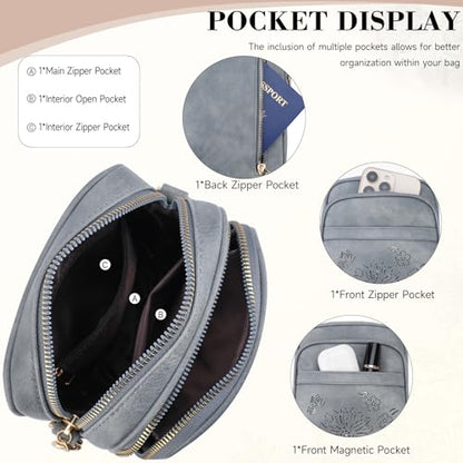 Small Crossbody Bags for Women, RFID Phone Purse with Card Slots, Triple Compartments Lightweight Shoulder Bag - color: 3-blue