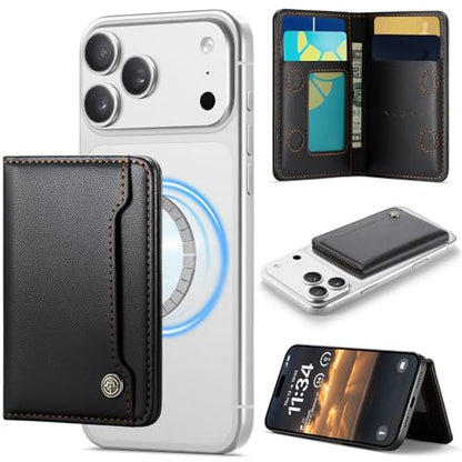 Vinich for MagSafe Wallet Magnetic RFID Blocking Card Holder, Black - color: Black