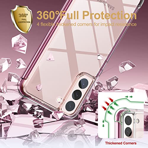 SURITCH for Samsung Galaxy S22+ Plus Clear Case 6.6" (Only), [Built-in Screen Protector] Full Body Protective Hard Shell+Soft TPU Phone Case for Samsung S22 Plus -(Dark Magenta Edge) - color: Dark Magenta Edge