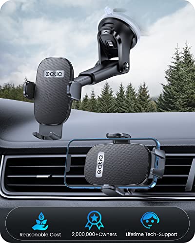 OQTIQ Suction Cup Car Phone Mount for Dashboard and Windshield, Vent Clip