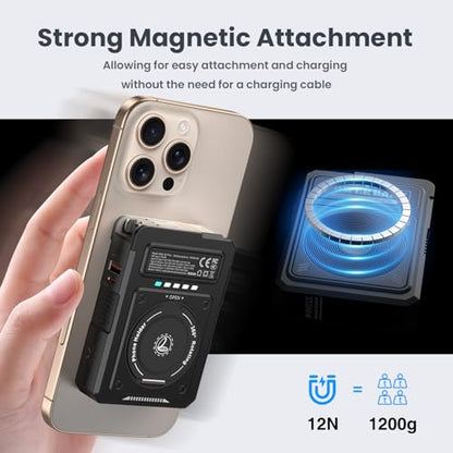 10000mAh for Magsafe Portable Charger Power Bank Built in Cables&Wall Plug - color: Black