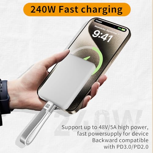 240W Short USB C Cable Keychain, 40Gbps 8K Fast Charge, 2 Pack - color: White, size: Keychain male to male