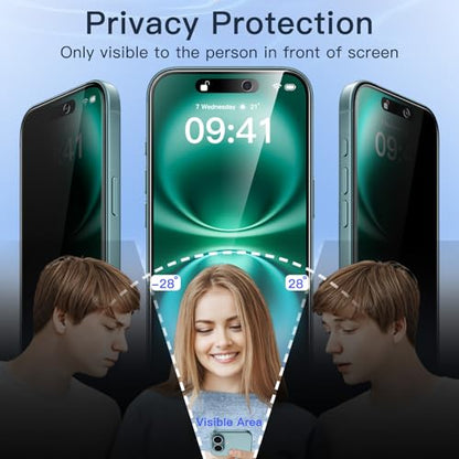 JETech Privacy Screen Protector for iPhone 16 Plus, 2-Pack - size: iPhone 16 Plus
