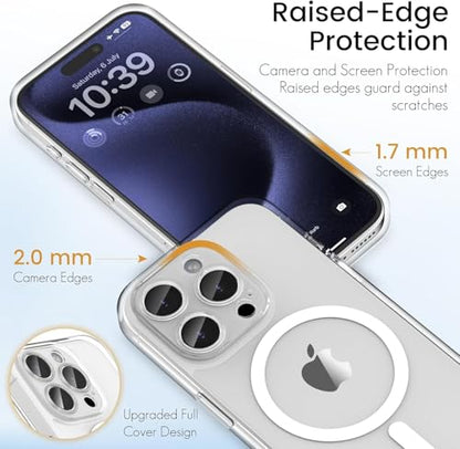 I&H for iPhone 15 Pro Max 6.7 inch Case Crystal Clear Non-Yellowing, Shockproof, Anti-Scratch, Transparent Hard Back Cover with Soft Bumper - size: For iPhone 15 Pro Max