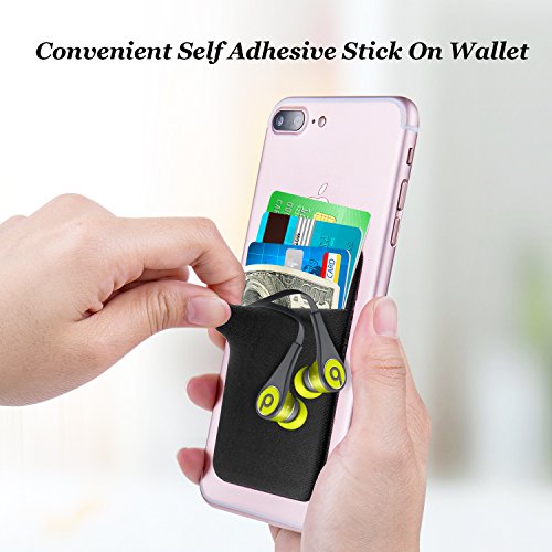 Costyle 4 Pack Slim Adhesive Cell Phone Card Holder Pocket Back of Phone - color: Gray, Purple, Royal Blue, Black