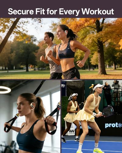Open Ear Headphones, Over Ear Earbuds with Ear Hooks, True Wireless Bluetooth 6.0 Earphones with Mics, Stereo Sound, Ultra-Comfort, 60H Playtime, IPX7 Waterproof Ear Buds for Running Workout - color: Paint White