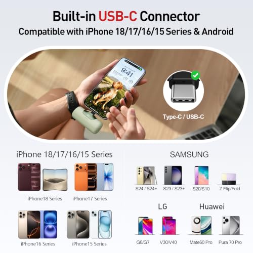 iWALK Portable Charger 5500mAh Next-Gen Small Power Bank 22.5W Fast Charging Battery USB-C Portable Phone Charger for iPhone 18/17/16/15 17 Plus 17 Pro Max iPad, Samsung Galaxy S25 S24 Android, Green - color: Green