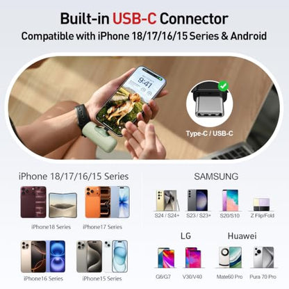 iWALK Portable Charger 5500mAh Next-Gen Small Power Bank 22.5W Fast Charging Battery USB-C Portable Phone Charger for iPhone 18/17/16/15 17 Plus 17 Pro Max iPad, Samsung Galaxy S25 S24 Android, Green - color: Green