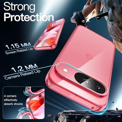 JETech Case for Google Pixel 9/9 Pro, Anti-Yellowing, Peony | Shockproof Protection, Scratch Resistant Hard PC Back, Durable Transparent TPU Bumper - color: Peony, size: Pixel 9/9 Pro