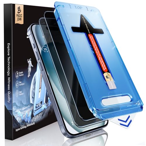 MAGIC JOHN 2 Pack for iPhone 15 Privacy Glass Screen Protector