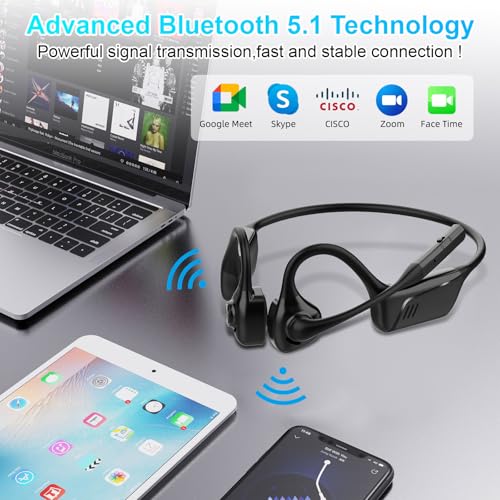 Open Ear Headphones, Trucker Bluetooth Headset with Upgraded Microphone - color: Black