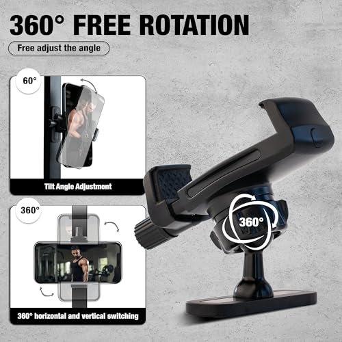 Magnetic Golf Cart and Gym Phone Holder, Adjustable 360° Secure Golf Phone Mount Caddy, Compatible with iPhone/Samsung/Pixel and Smartphones, Golf Cart Accessories, Gym and Workout Accessories