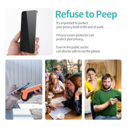 PEHAEL for iPhone 16 Pro Max Privacy Screen Protector+Camera Lens Protector | 3+3 Pack, Installation Frame, Cleaning kits, Anti-Spy Private, Anti-Scratch, 9H Tempered Glass, Case Friendly, [6.9 inch]