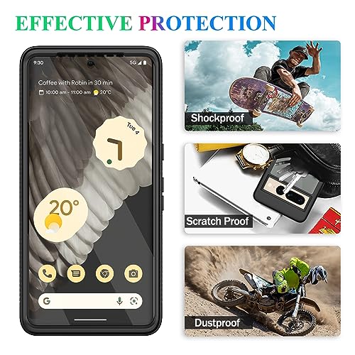 Compatible with Google Pixel 7 Pro Case, Built in Screen Protector Full Body Shockproof Slim Fit Bumper Protective Phone Cover Men Women-Black/Clear - size: Google Pixel 7 Pro