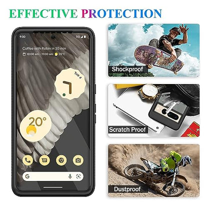 Compatible with Google Pixel 7 Pro Case, Built in Screen Protector Full Body Shockproof Slim Fit Bumper Protective Phone Cover Men Women-Black/Clear - size: Google Pixel 7 Pro