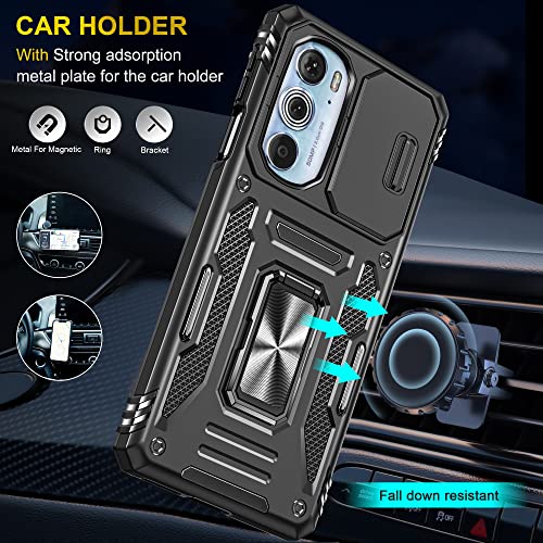 Moto Edge Plus 2022 Case with Screen Protector Slide Camera Cover, Black - color: ZS Black, size: Moto Edge Plus (2022)