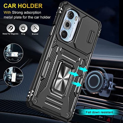 Moto Edge Plus 2022 Case with Screen Protector Slide Camera Cover, Black - color: ZS Black, size: Moto Edge Plus (2022)