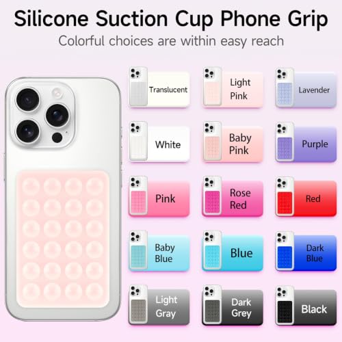 Yojaro 4Pack Silicone Suction Phone Case Mount, Silicon Adhesive Smartphones Stand Sticky, Hands-Free Phone Accessories Holder for Selfies and Videos (Black & White & Translucent & Light Pink) - color: Black & White & Translucent & Light Pink