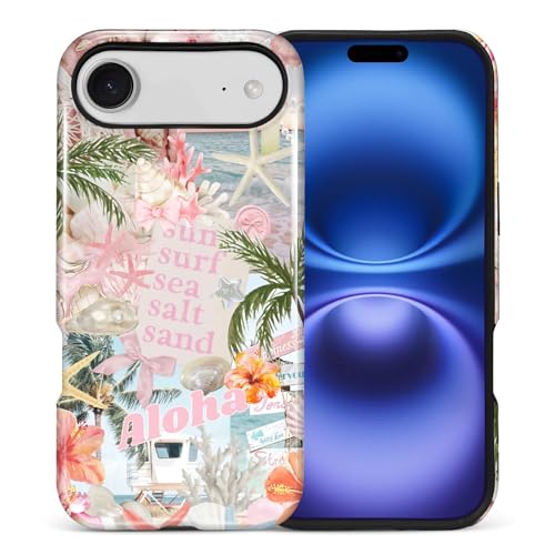 Case for iPhone 17 Air, Cute Phone Case, Aloha Summer Collage | Hybrid 2-Layer Phone Cover，Military-Grade Protection Durable Shockproof Anti-Scratch Cases - color: Pink Aloha Summer Collage, size: Iphone 17 Air