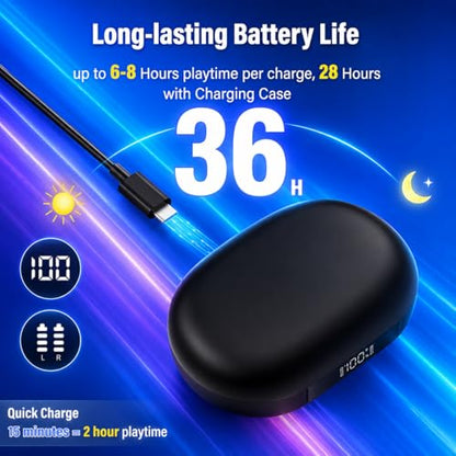 Open Ear Headphones, NEW Over Ear Earbuds with 4 ENC Noise-Canceling Mic - color: A-Deep Black
