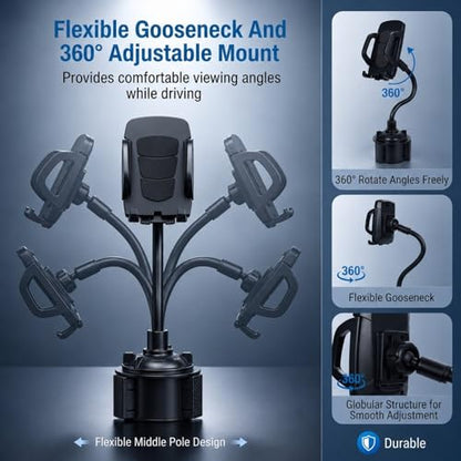 YUHENG Cup Holder Phone Holder for Car Stable Expandable Cup Base One-Button Quick Release