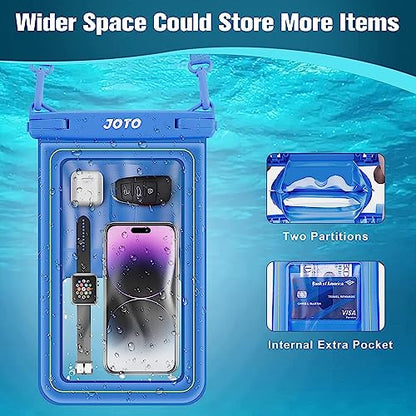 JOTO [IP68 Floatable Large Floating Waterproof Phone Pouch Up to 10", Underwater Phone Case Cellphone Dry Bag for iPhone 17 16 15 14 13 12 11 Pro Max Xs Max XR X 8 7 Plus SE/Galaxy S24 S23 S22 -Blue - color: Blue