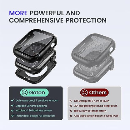 Goton Privacy Waterproof Case for Apple Watch 40mm Series 6/5/4/SE - color: Matte Black, size: 40mm