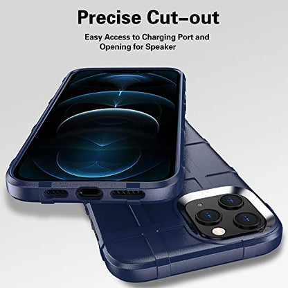 Rugged Shield TPU Thick Solid Armor Tactical Protective Case Compatible with iPhone 12 Pro Max (6.7 inches) - Navy Blue - color: Navy Blue, size: iPhone 12 Pro Max